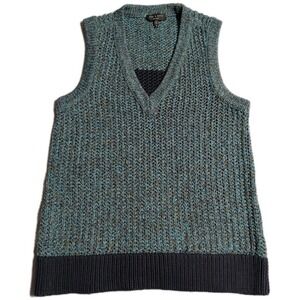 Rag & Bone New York Women's Chunky Knit Sweater Vest Blue Navy Colorblock Small
